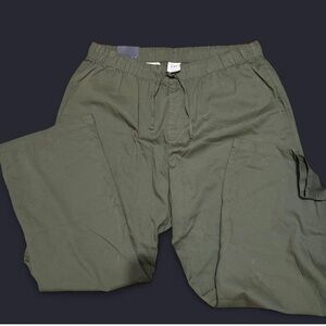 Olive Green Drawstring Cargo Pants
